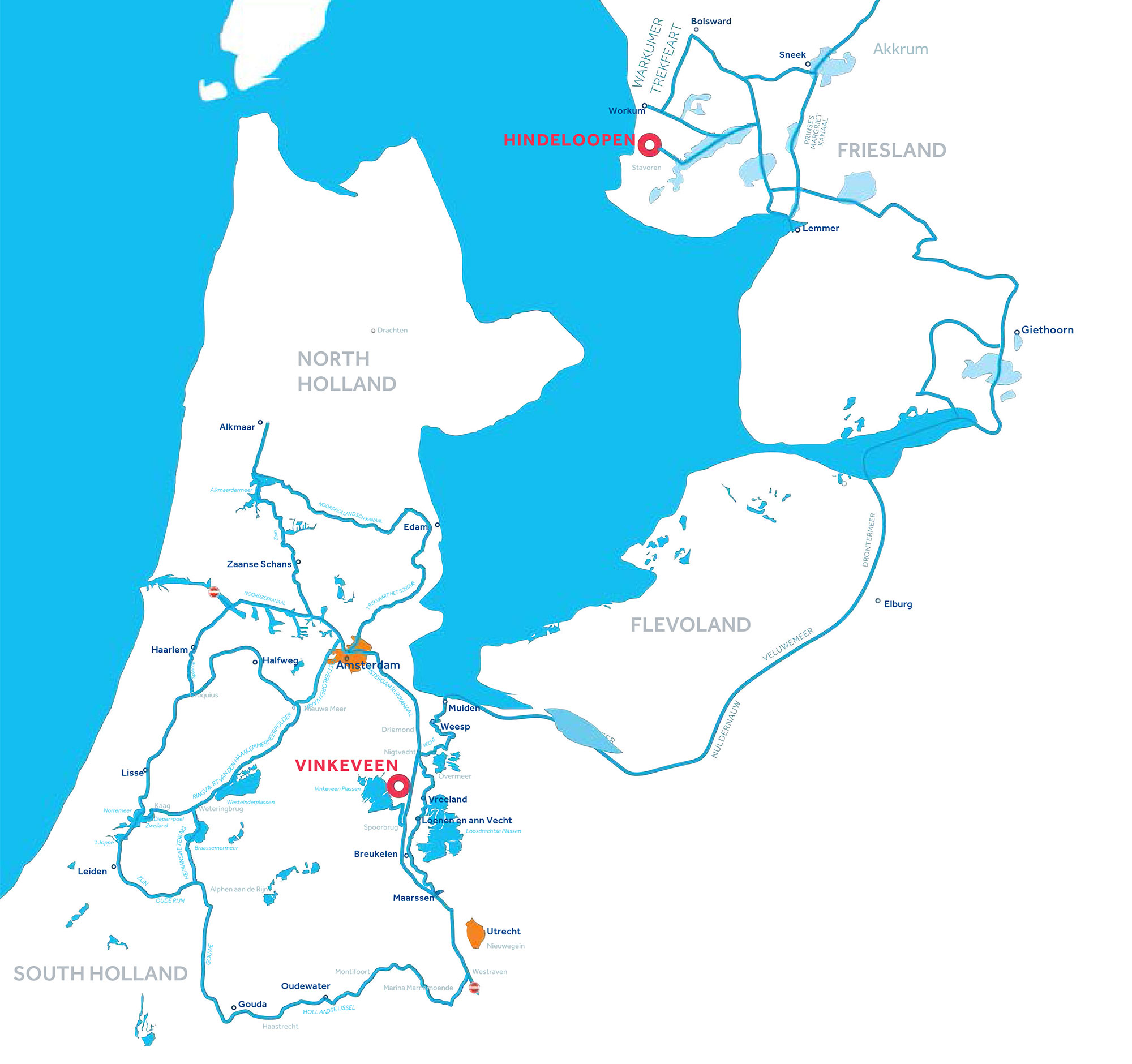Hausbooturlaub in den Holland: Holland Kanal Schifffahrtsroute